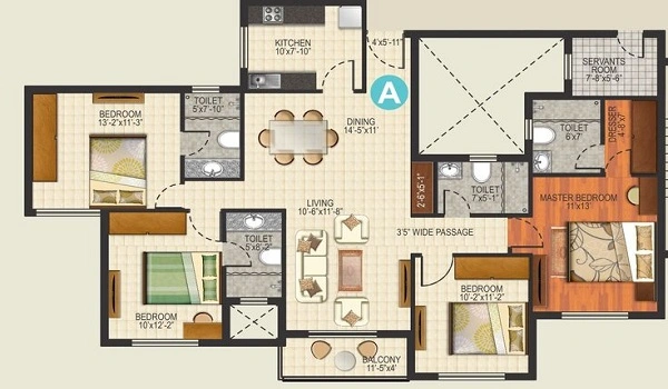 4 BHK floor plan of Sobha One World