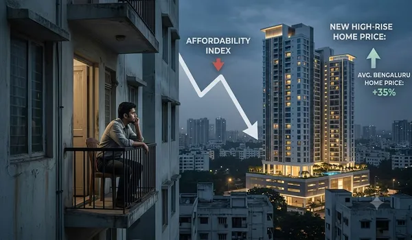 Chart illustrating the Bangalore real estate affordability crisis and rising property prices