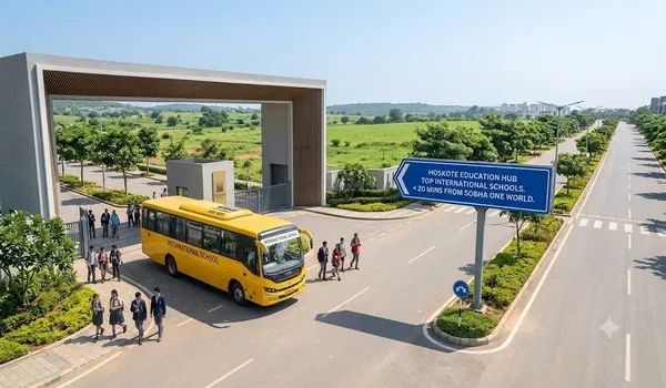 Map of top international schools within 20 minutes of Sobha One World Hoskote