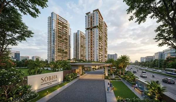 Luxury Sobha apartment towers representing the new Old Madras Road Bangalore 2026 guide