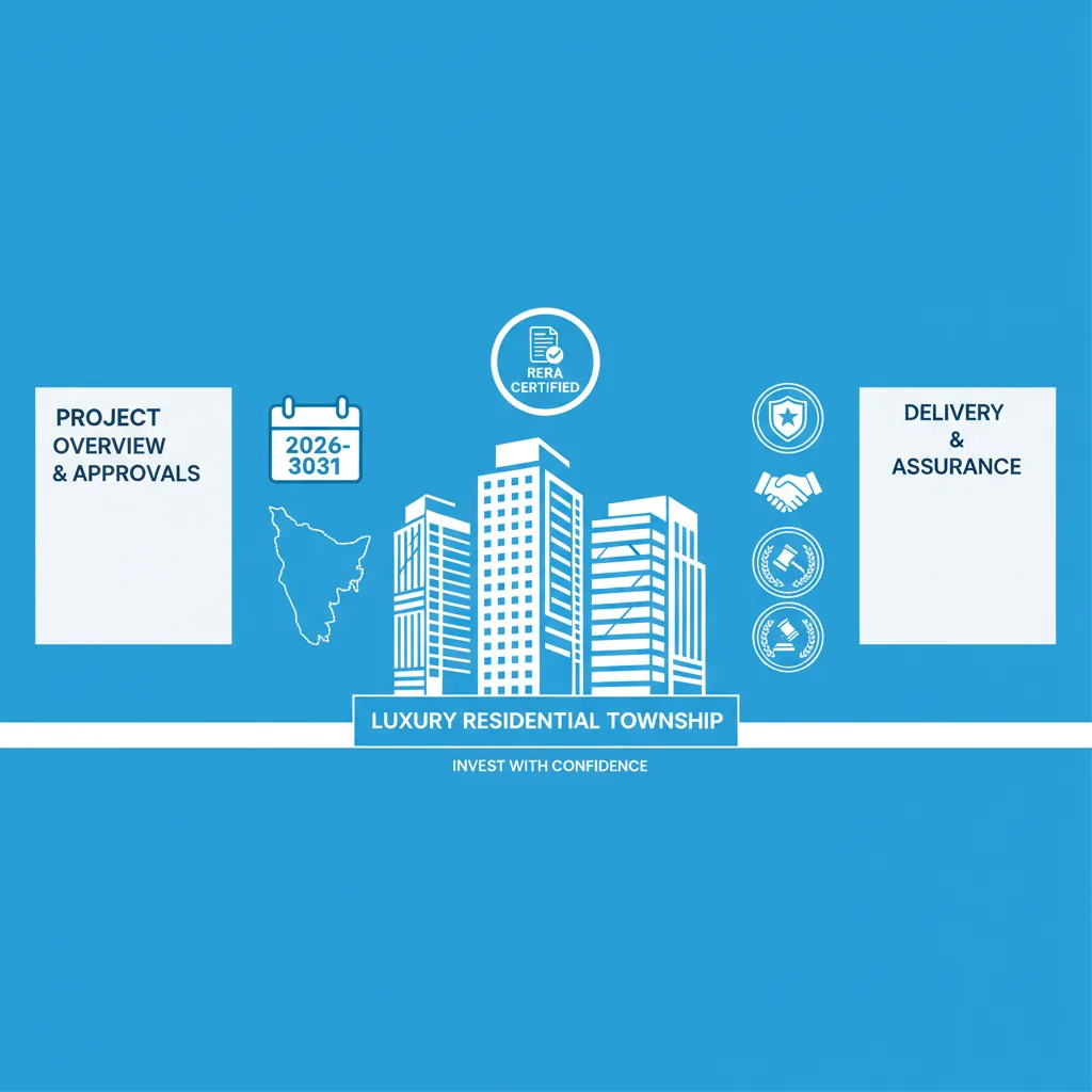 RERA certification infographic for Sobha One World luxury residential township showing document verification, timeline, and trust symbols