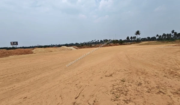 Broad wide view of the clear sandy leveled terrain at the Sobha One Residences property