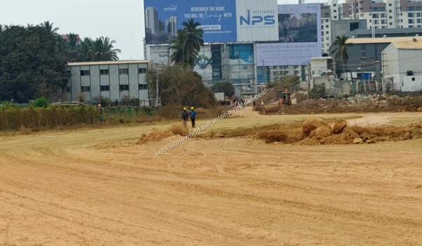 Ongoing compaction and development of the elevated sandy access routes bordering the Sobha One Residences grounds