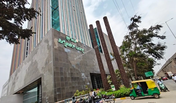 Close up of the established corporate landmark board highlighting the renowned companies situated within a short drive from Sobha One World