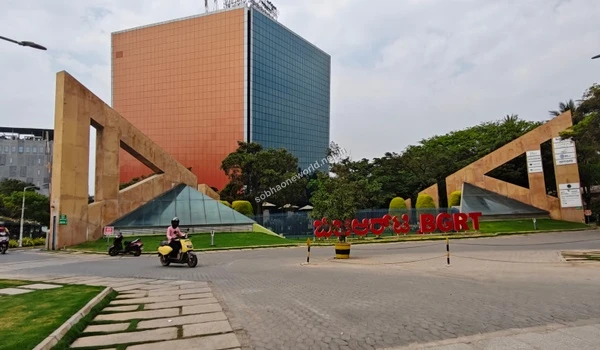 Detailed view of the established research park signage representing a long standing corporate presence near Sobha One World