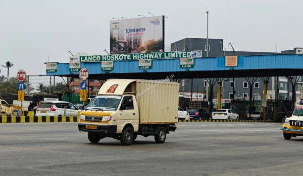Detailed shot of the multi-lane expressway adjacent to the Hoskote Toll near Sobha One World