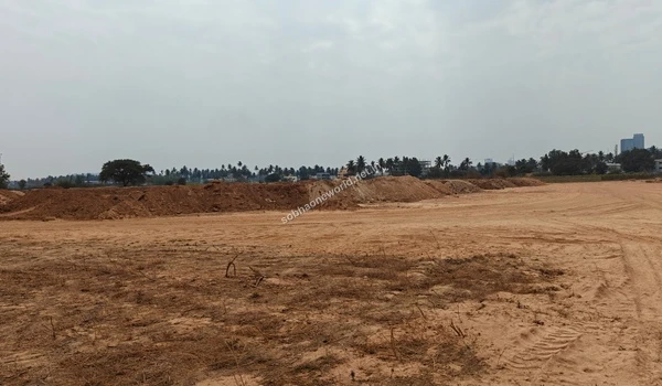 Another perspective of the massive ground leveling operations at Sobha One World, showcasing the scale of earthworks and soil management in progress.