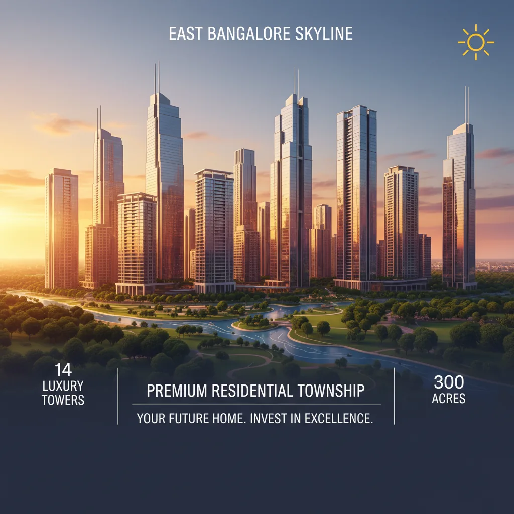Sobha One World Launch Price - Luxury residential high-rise towers at sunset, 14 skyscrapers up to 46 floors in 300-acre township, East Bangalore