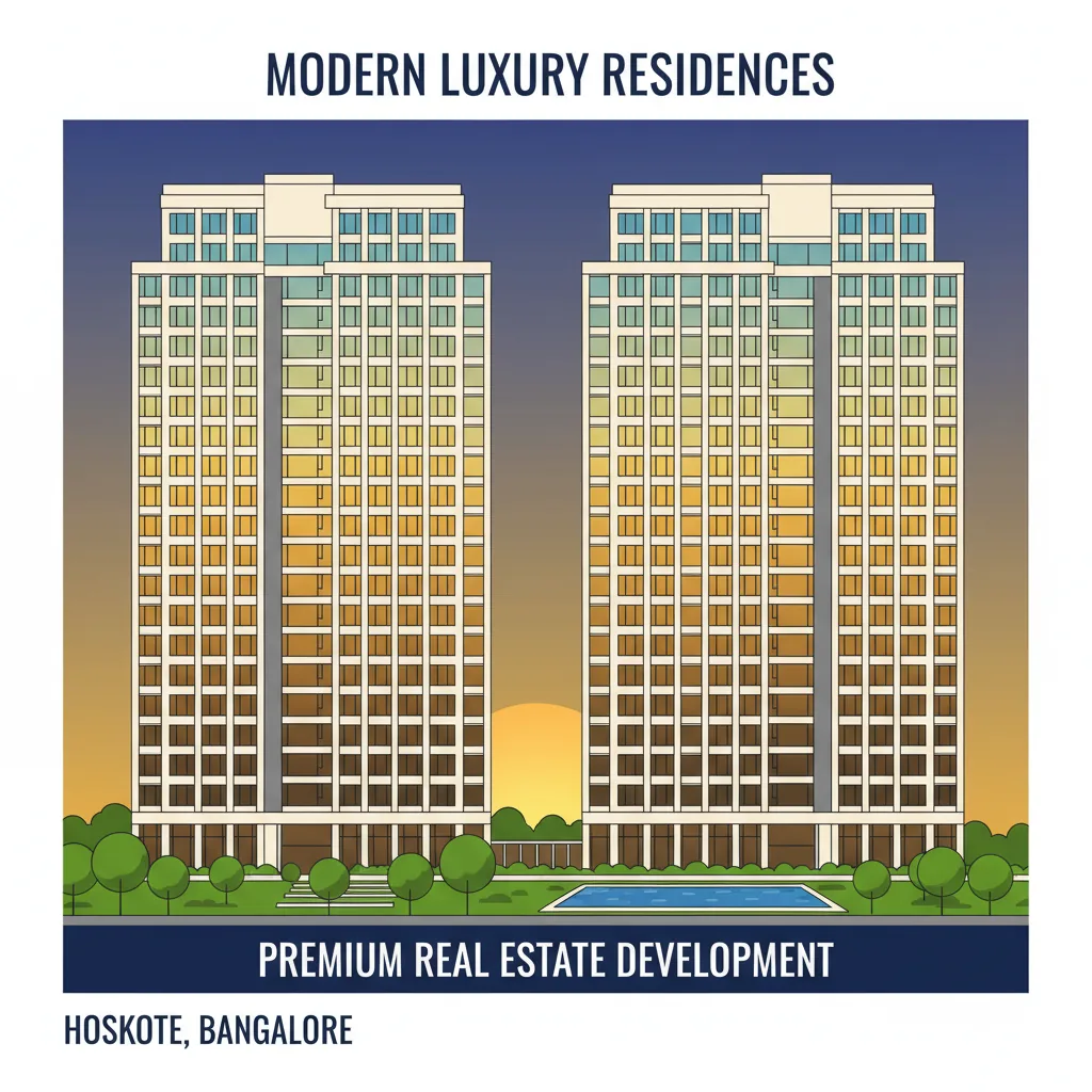 Sobha One World Price List - Modern luxury residential apartment towers at sunset, 46-floor high-rise buildings in Bangalore