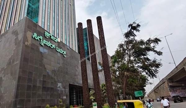 Detailed close up of the premium tech park naming board illustrating the exceptional walk to work convenience for Sobha One World residents