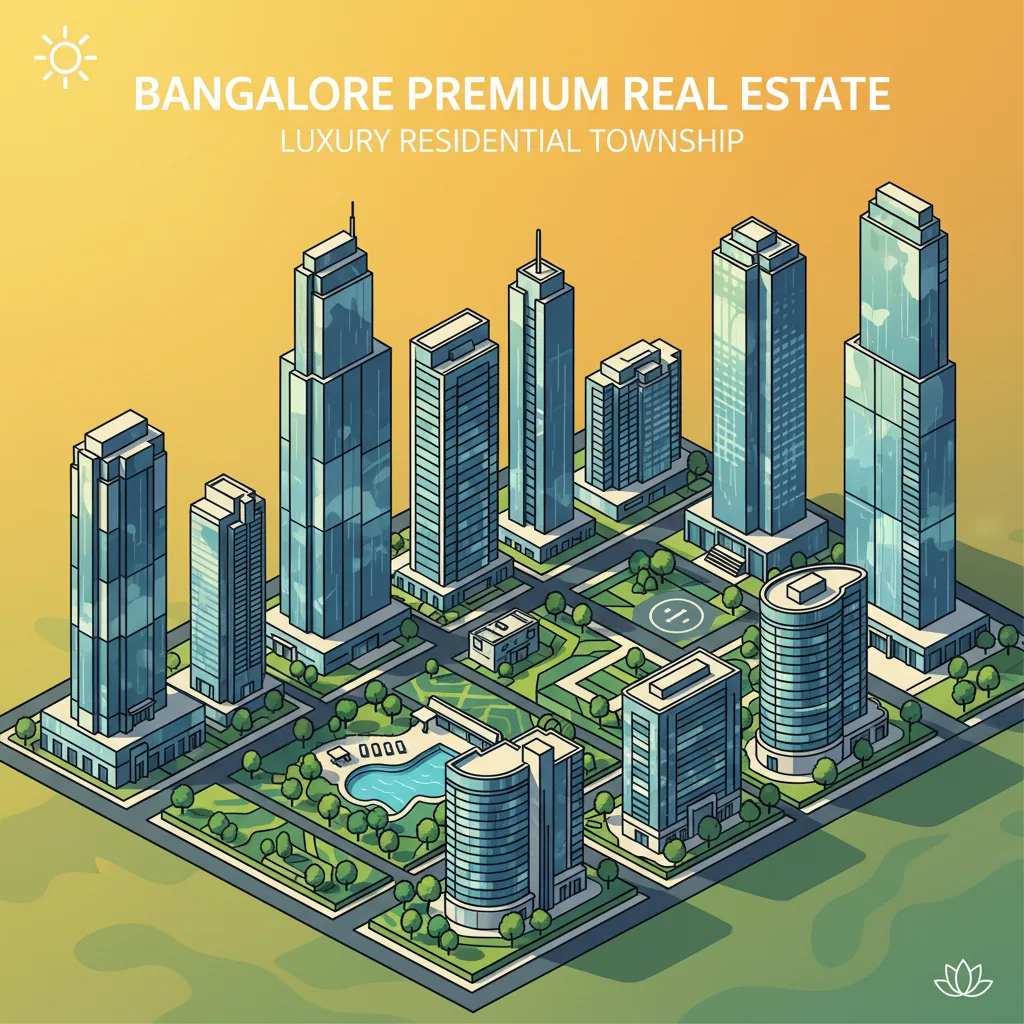 Modern luxury residential township aerial view of Sobha One World in Bangalore with sleek high-rise towers, glass facades, and lush green landscapes