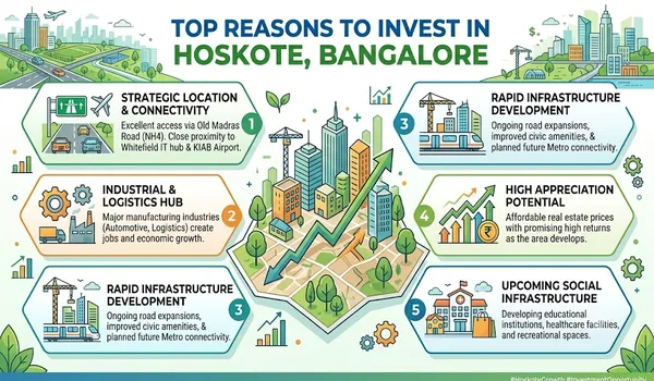 Infographic showing top reasons to invest in Hoskote Bangalore