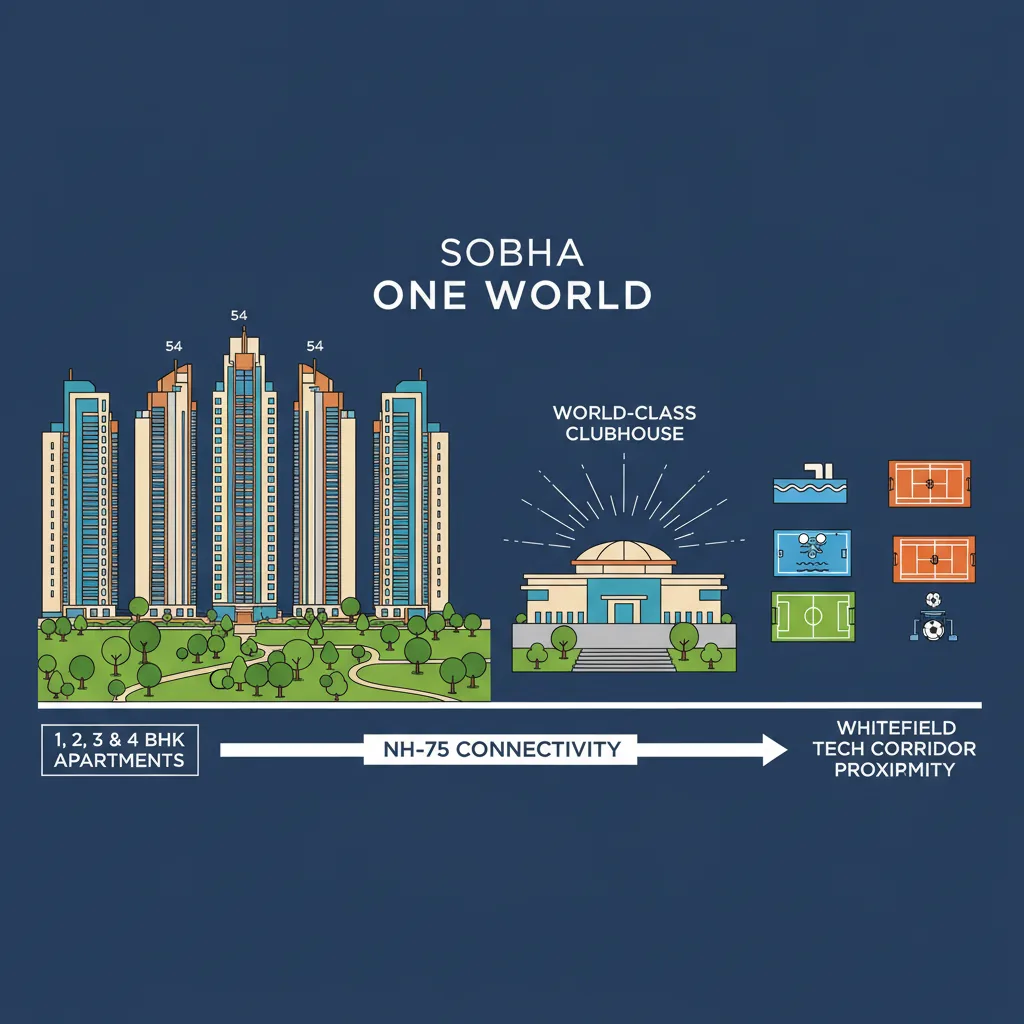 Upcoming Residential Projects in East Bangalore - Modern luxury residential township with high-rise towers at Sobha One World