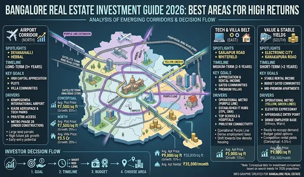 Map highlighting the best areas for investment in Bangalore
